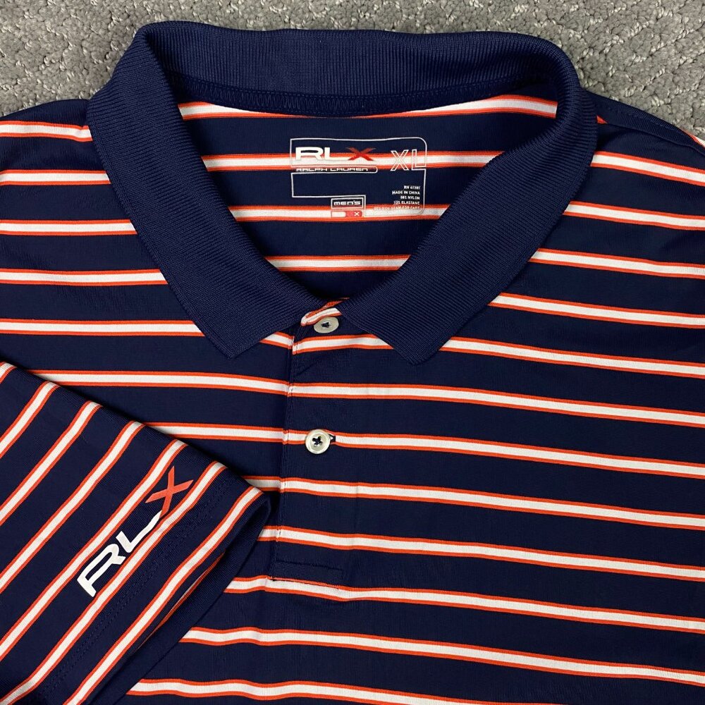 Ralph Lauren RLX Polo Golf Shirt Men's XL Blue Red White Striped Performance
